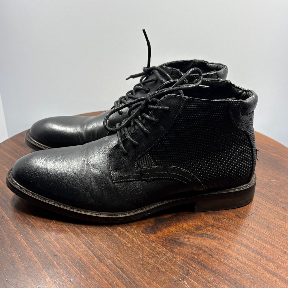 Curt & Larson Princeton Boots Mens Size 9.5 Black Faux Leather Ankle Casual